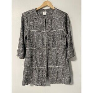CAbi‎ Black White The Times Sweater Jacket Size M 3/4 Sleeve